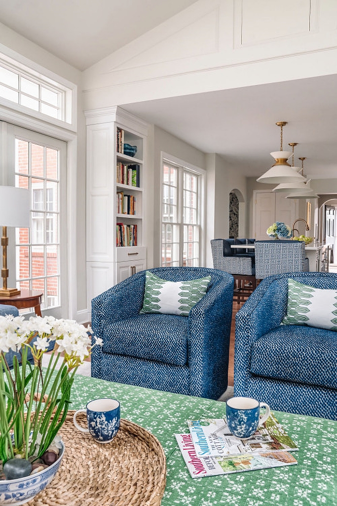 blue and green family room