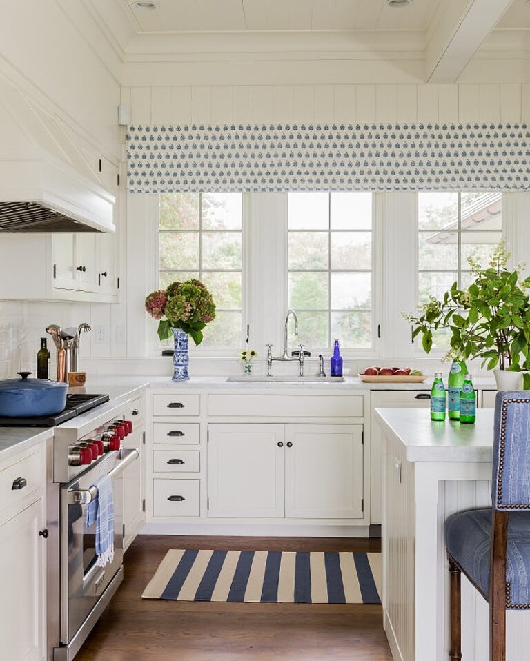 white kitchen with wood counter tops