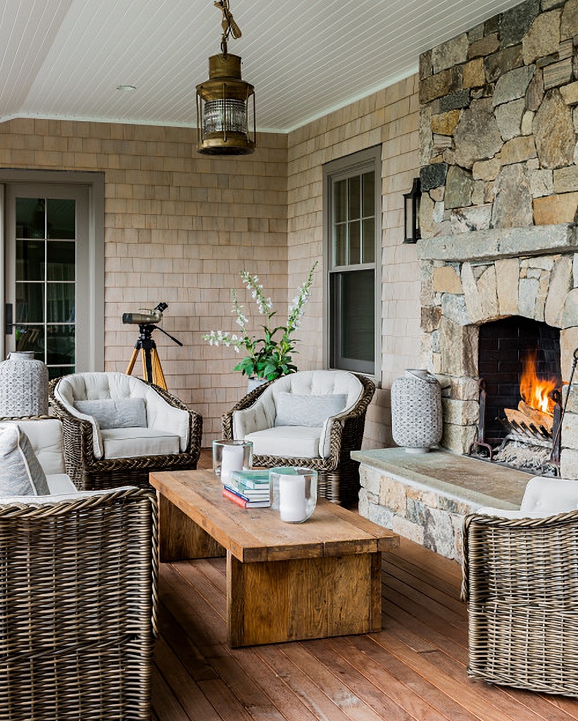 shingled house back porch