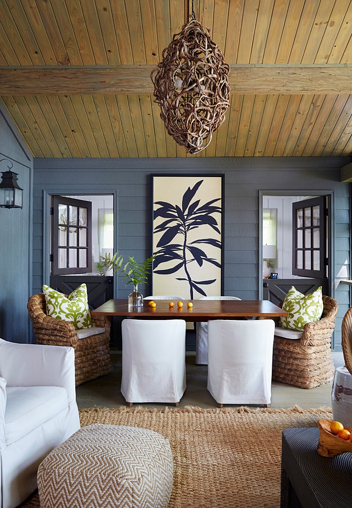 eclectic dining room in southern cabin