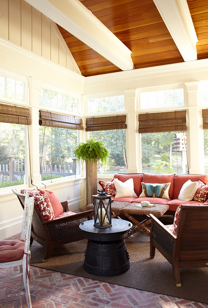 indoor porch with brick floor