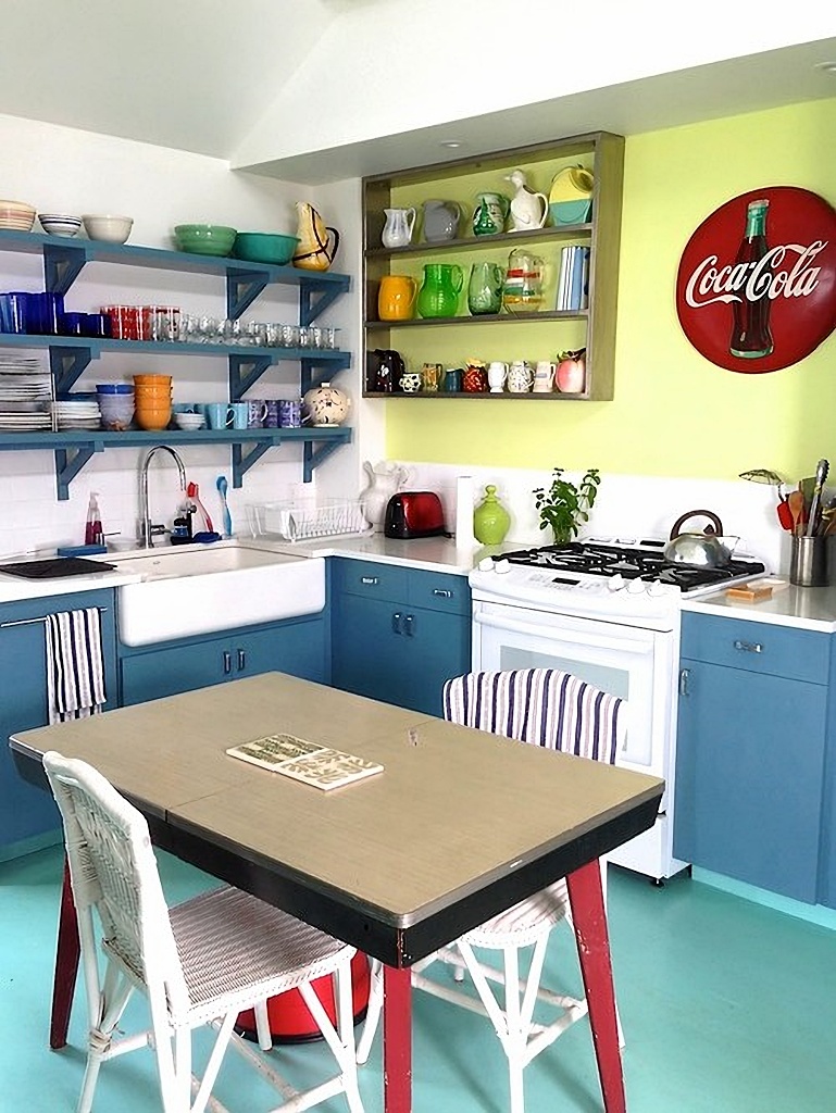 vintage style kitchen with color