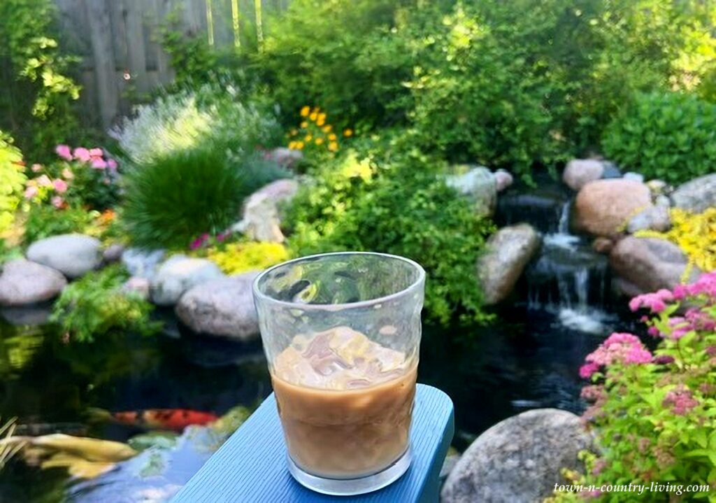 morning coffee by the pond