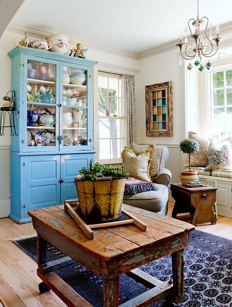 blue vintage cabinet