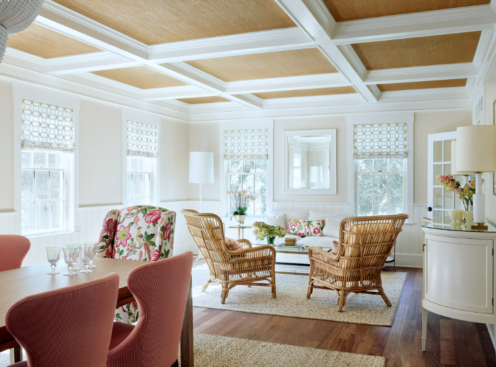 transitional living room in soft colors