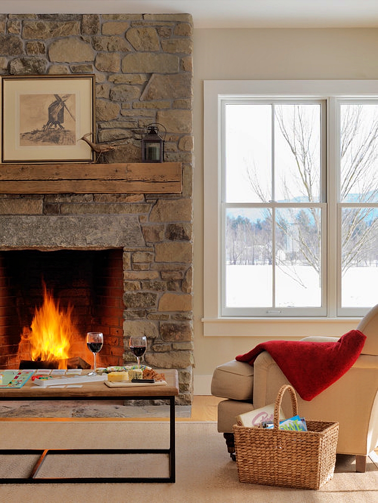 cozy family room with fireplace