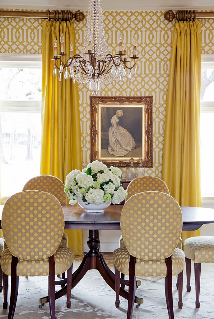 mustard yellow dining room