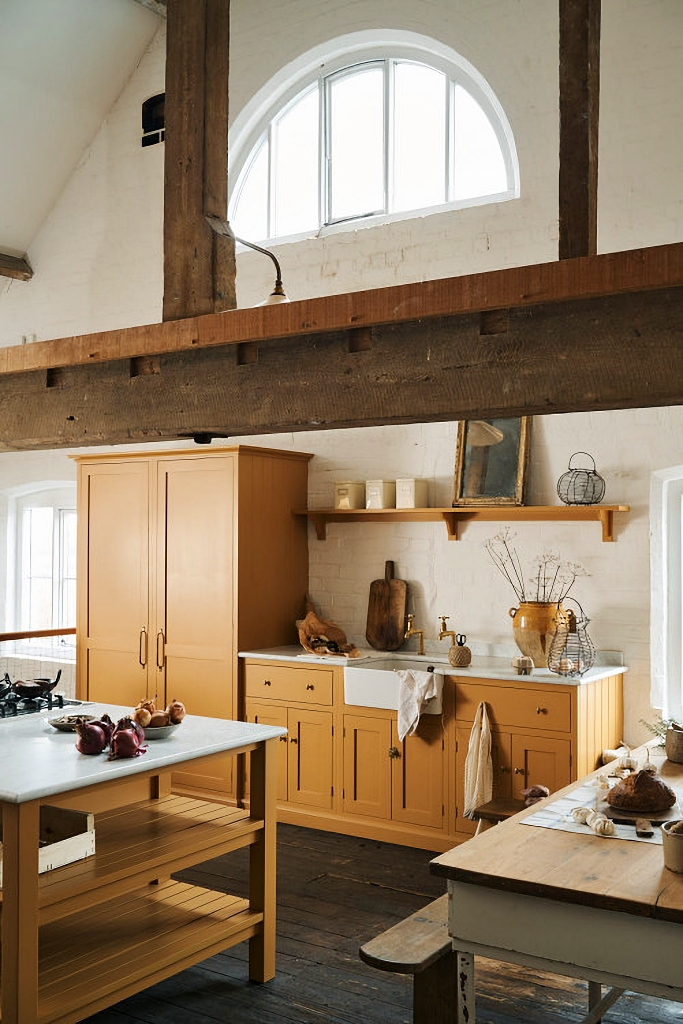 mustard yellow farmhouse kitchen