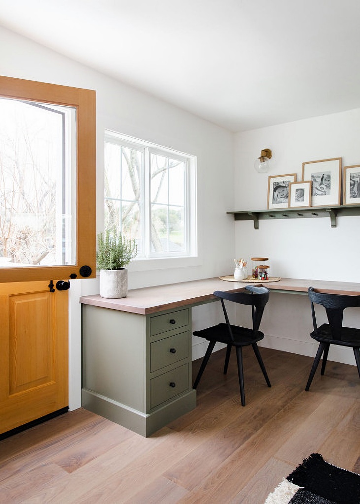 home office with built-in desks