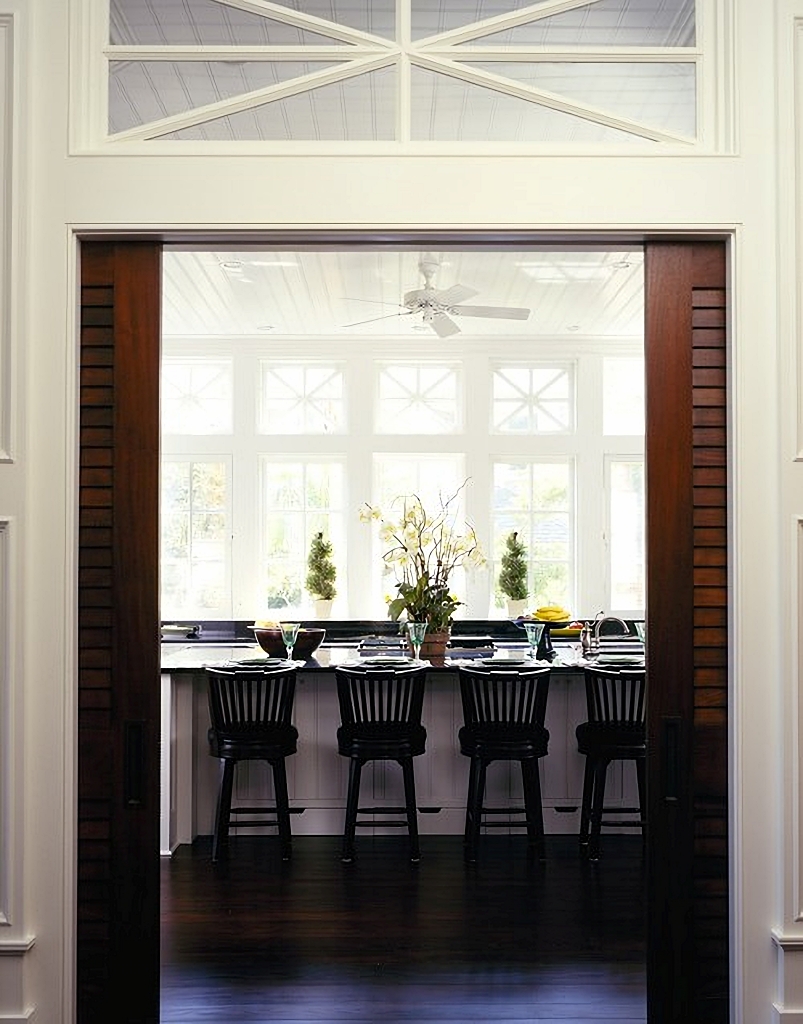 southern kitchen with pocket doors