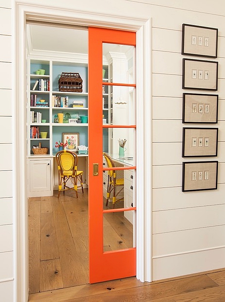 orange French door