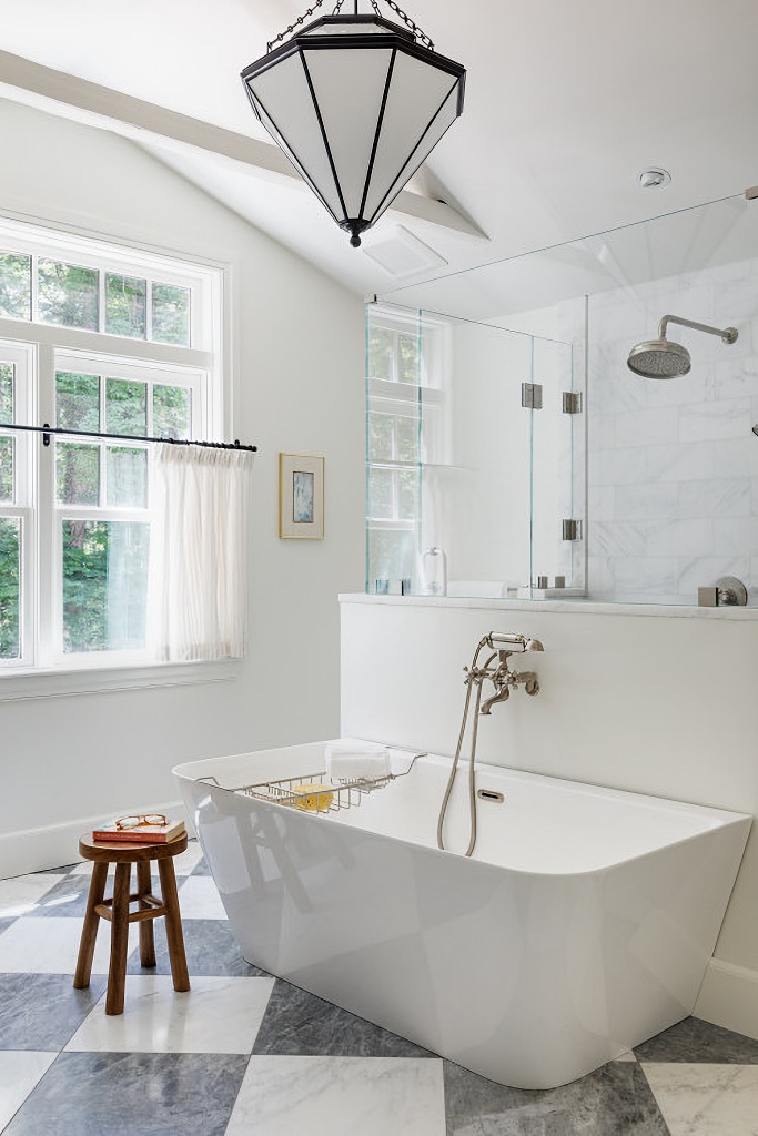 transitional style bathroom in coastal home