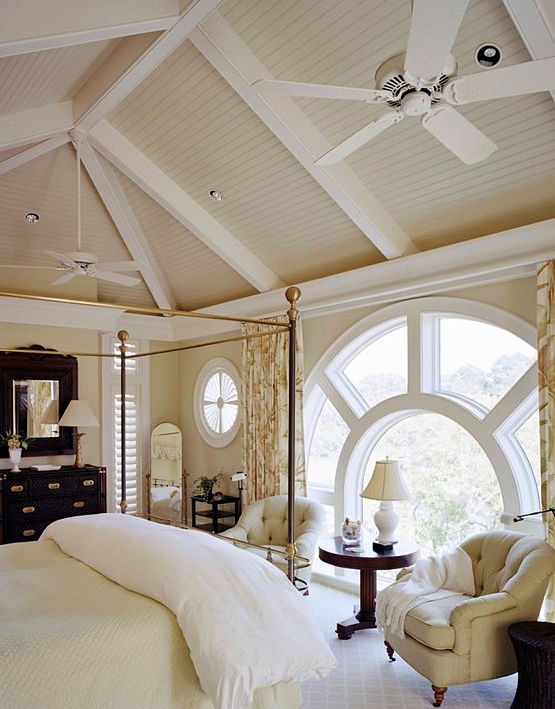 elegant bedroom with unique window