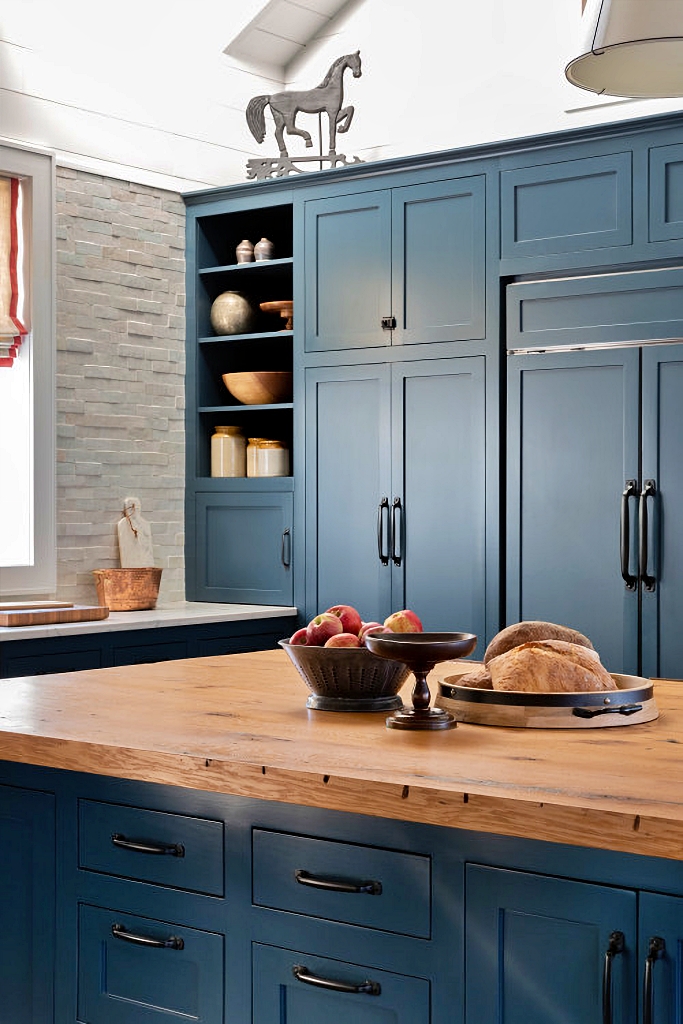 farmhouse blue kitchen