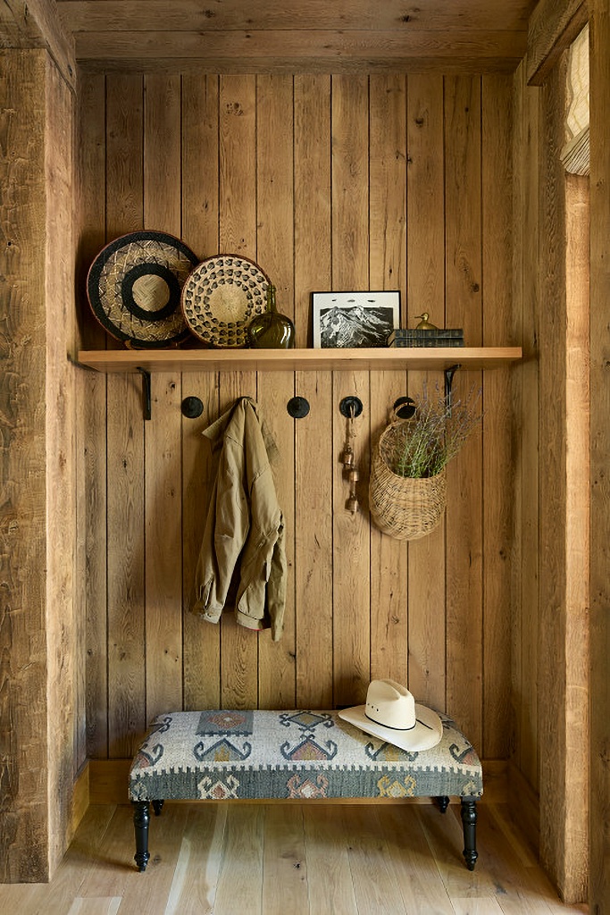 wood paneled entryway