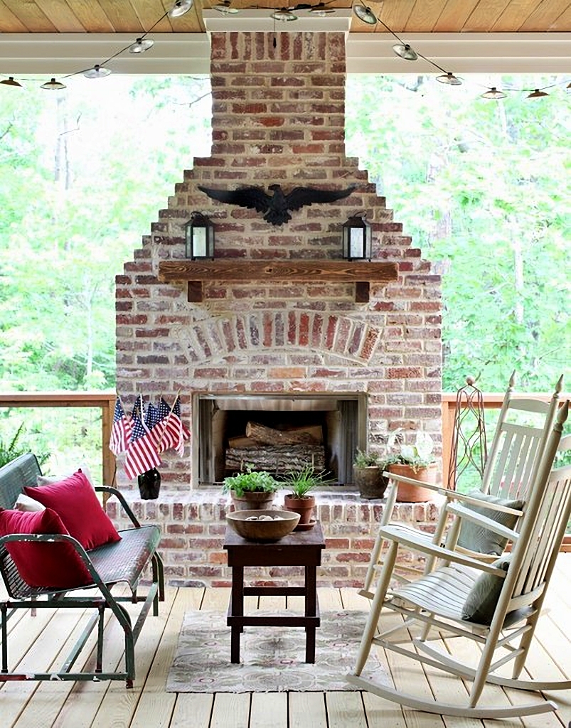 outdoor brick fireplace