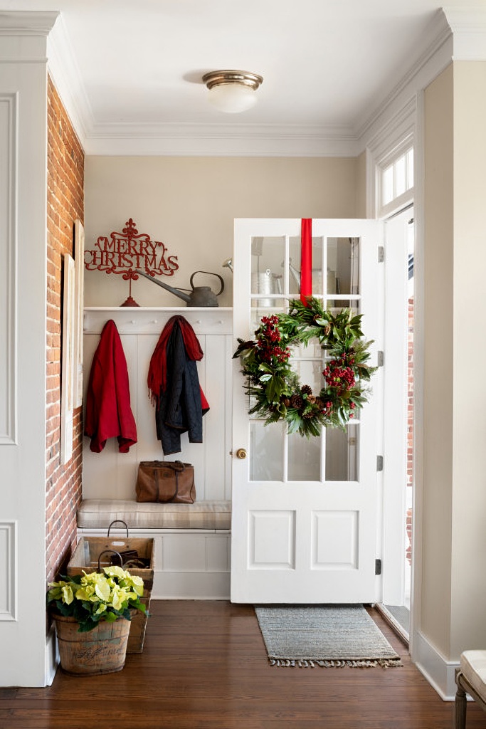 Christmas home mud room