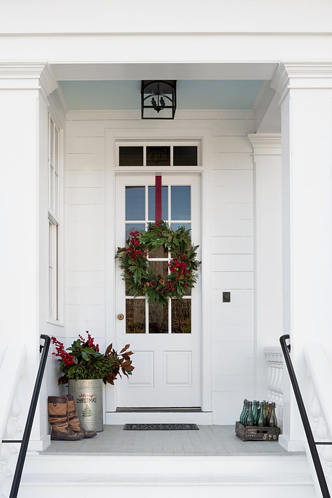 Christmas farmhouse back door