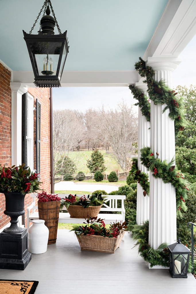 traditional Christmas porch