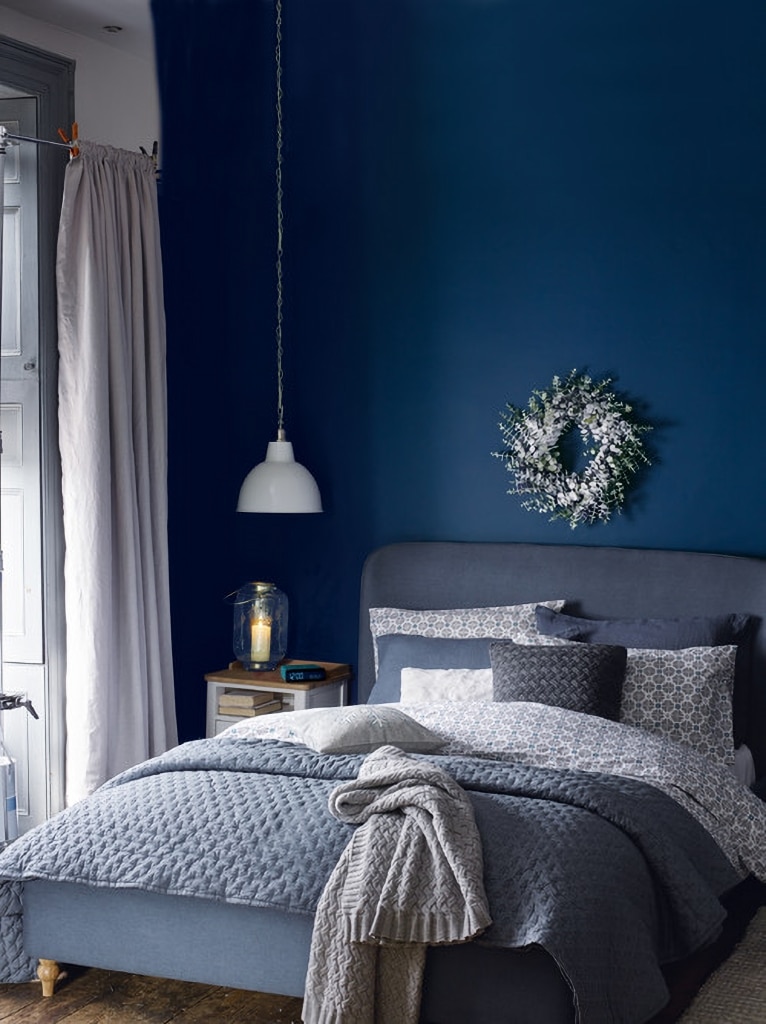 dark blue bedroom