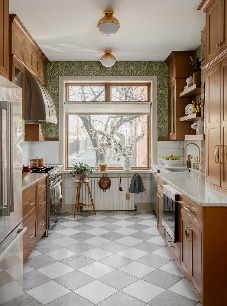 picture window in craftsman kitchen