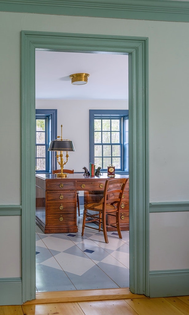 painted trim in hallway and home office