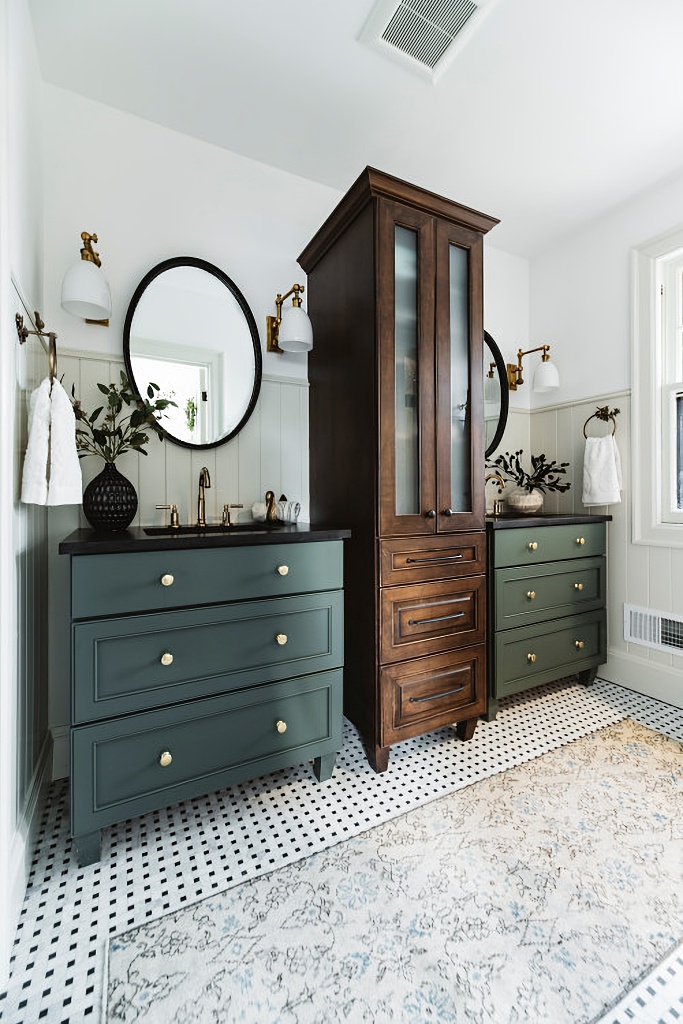 bathroom renovation blends modern and vintage