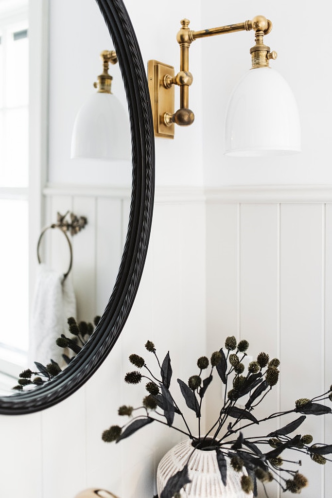 brass bathroom wall sconce