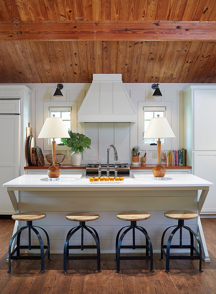 natural wood ceiling in kitchen