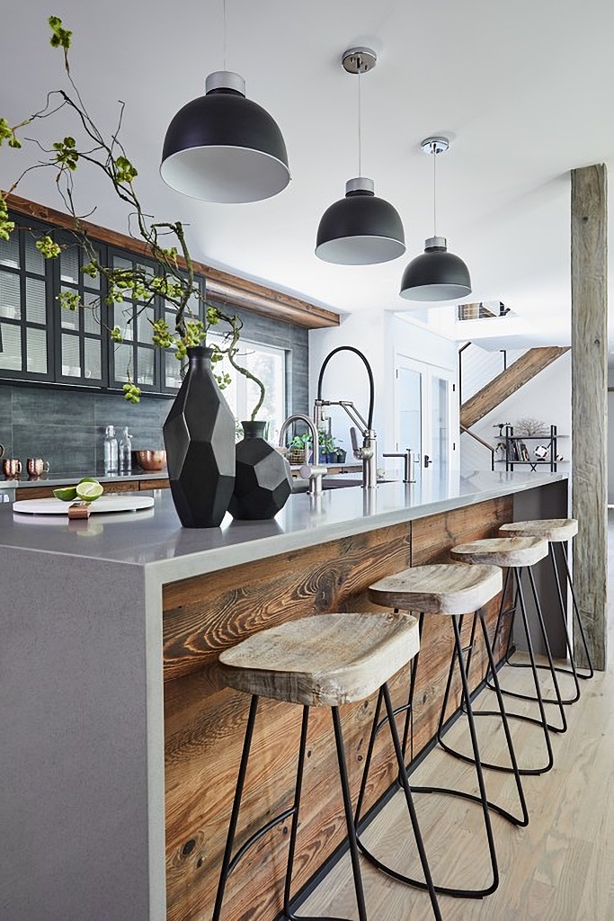 wood planked kitchen island