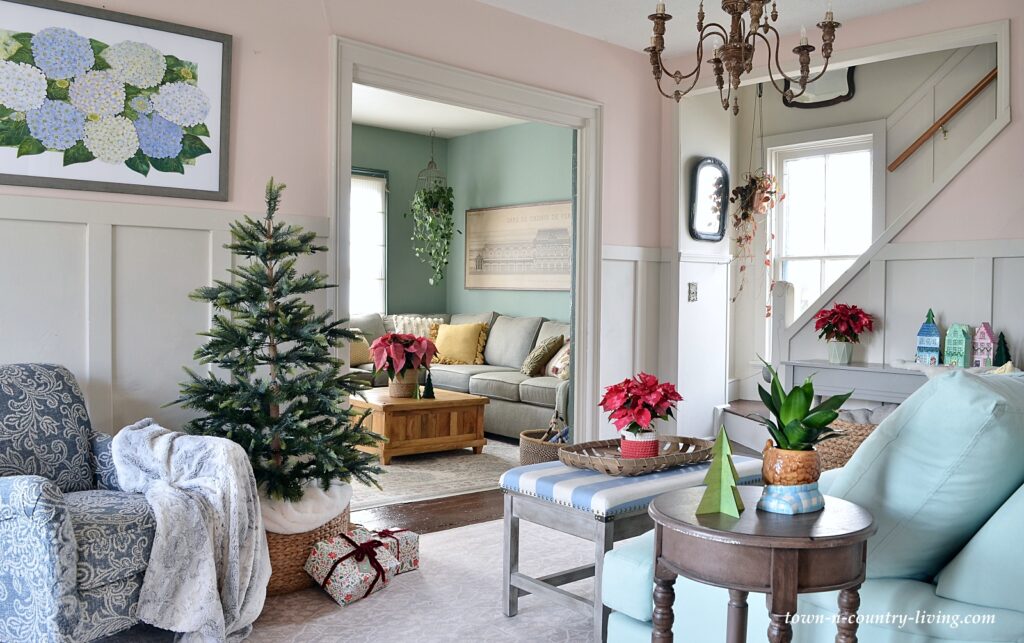 Pastel Christmas living room