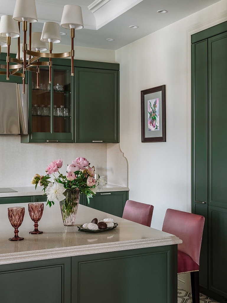 dark green kitchen cabinets