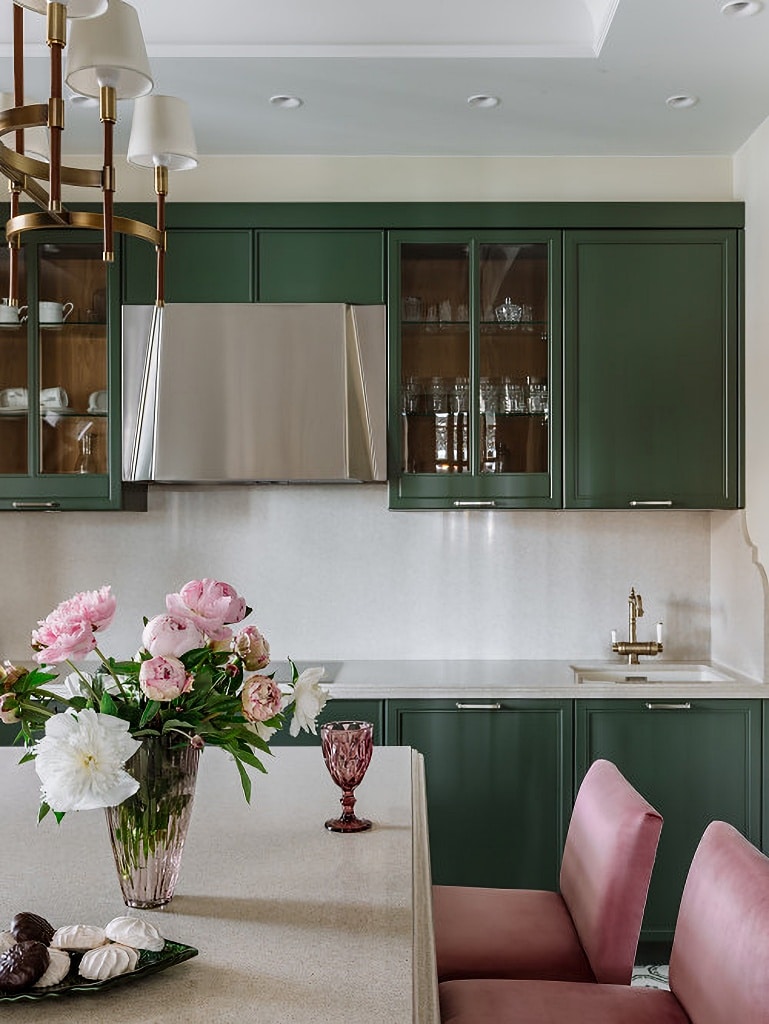 dark green kitchen cabinets