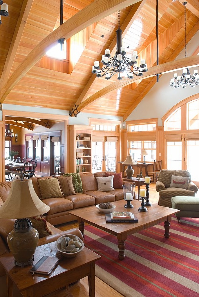 great room with vaulted ceiling