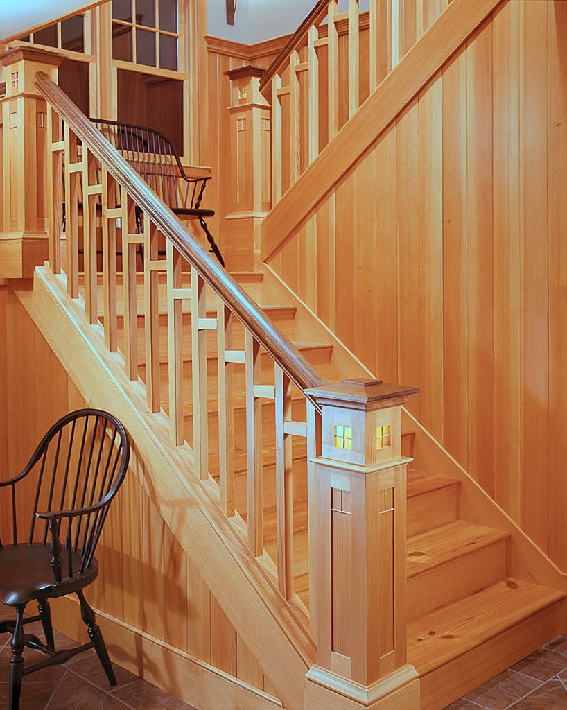 wooden craftsman style staircase