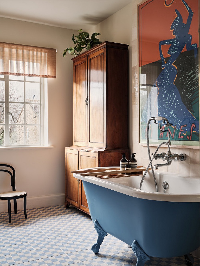 English style bathroom with claw foot tub