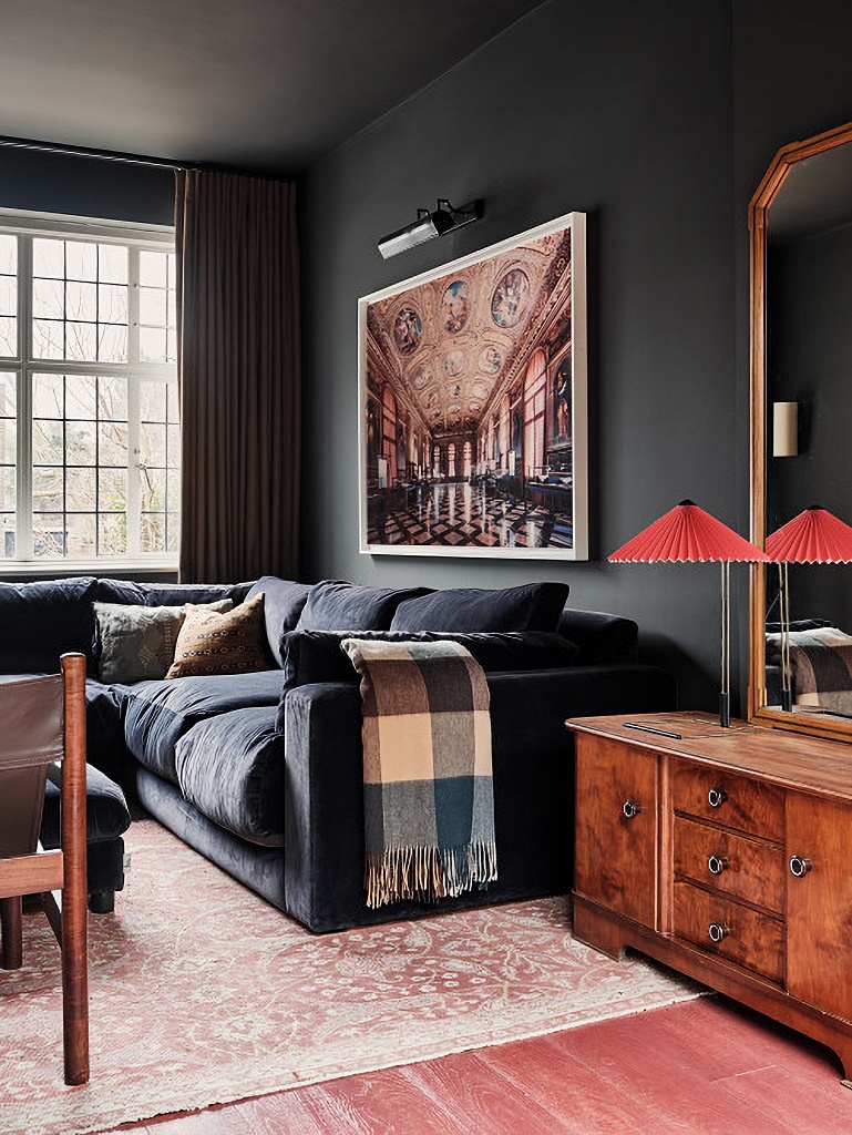 dark and moody family room