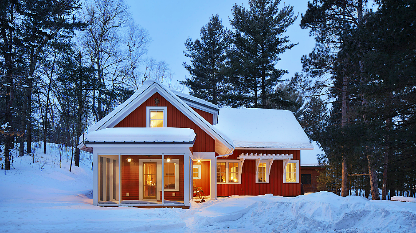 red cottage in Minnesota