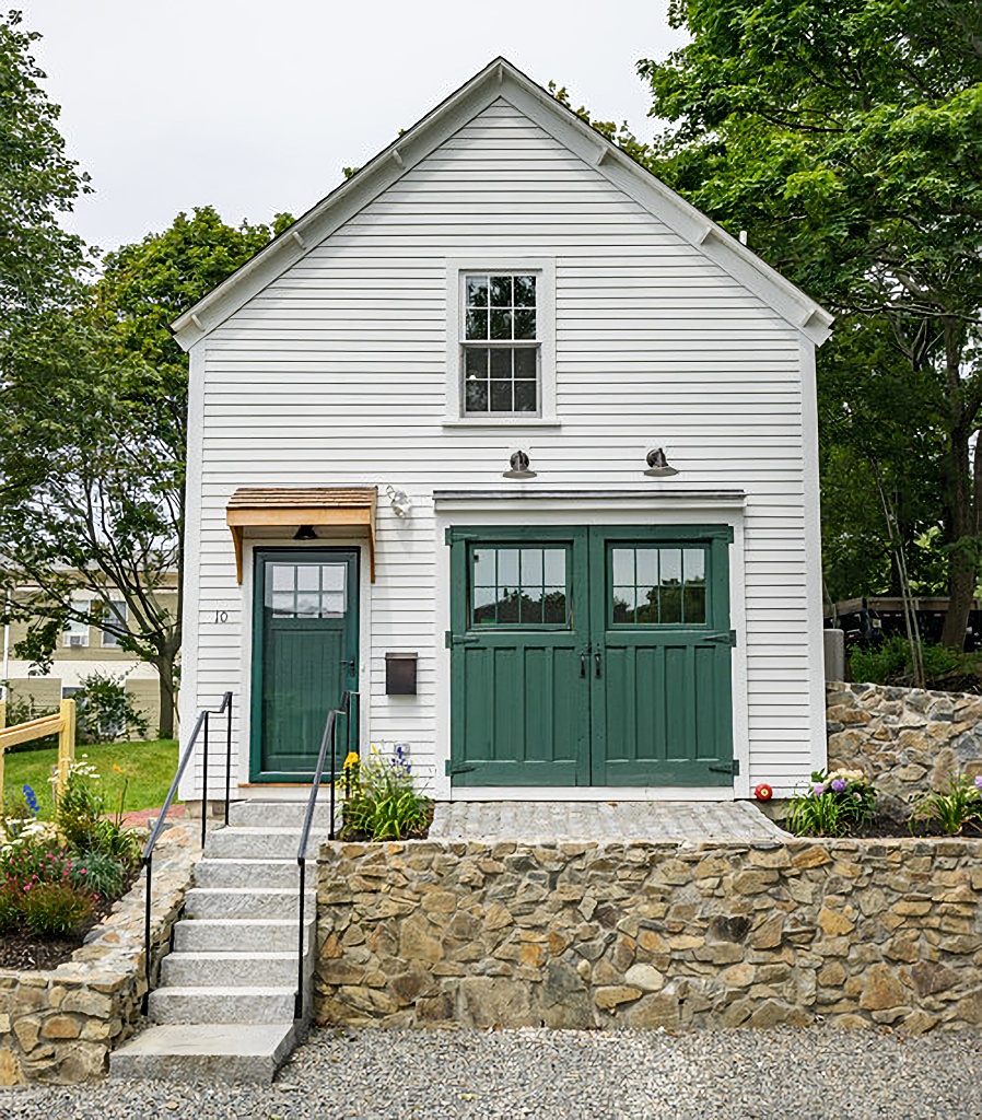 white and green small house