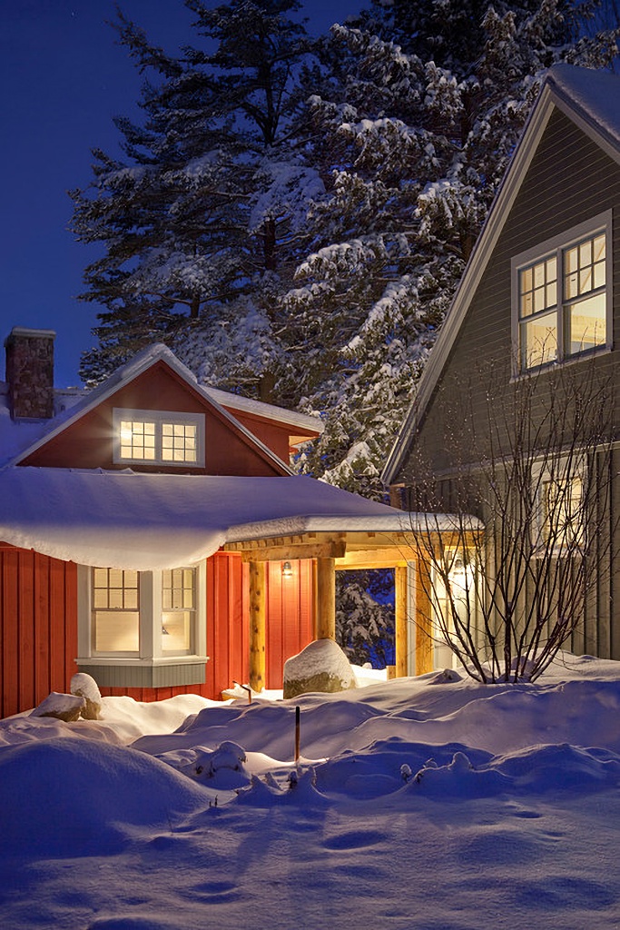 snow-covered homes