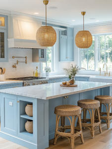 light blue cottage kitchen