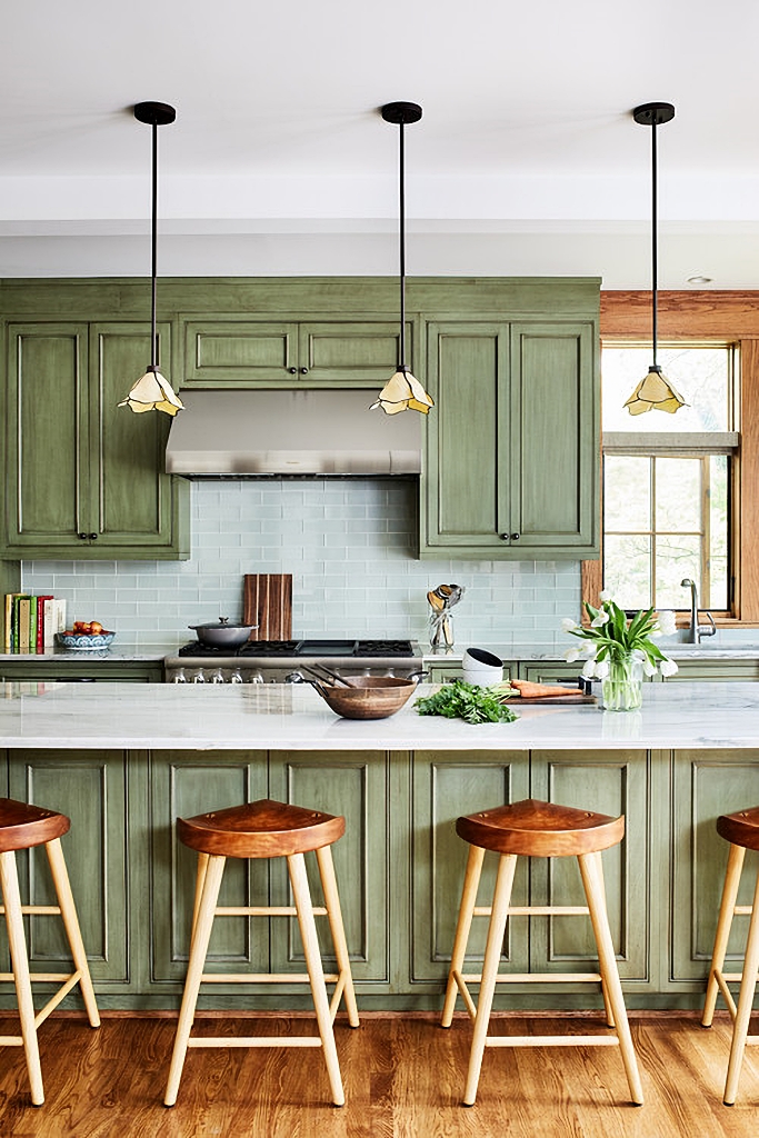 rustic green kitchen