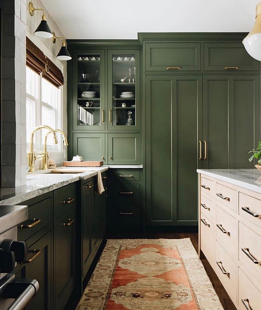 olive green rustic kitchen