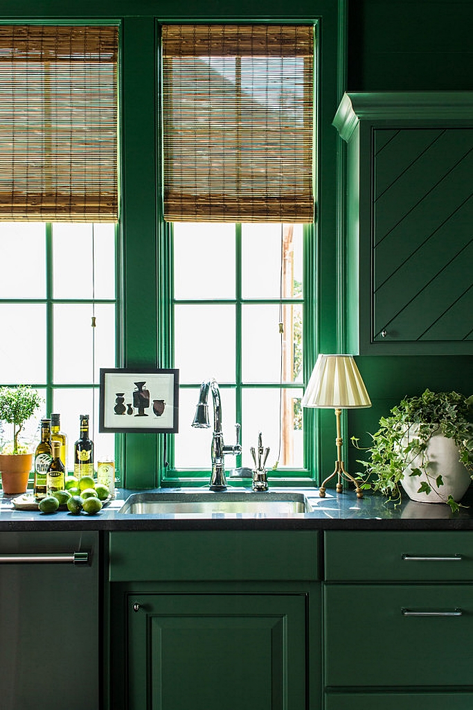 dark green kitchen