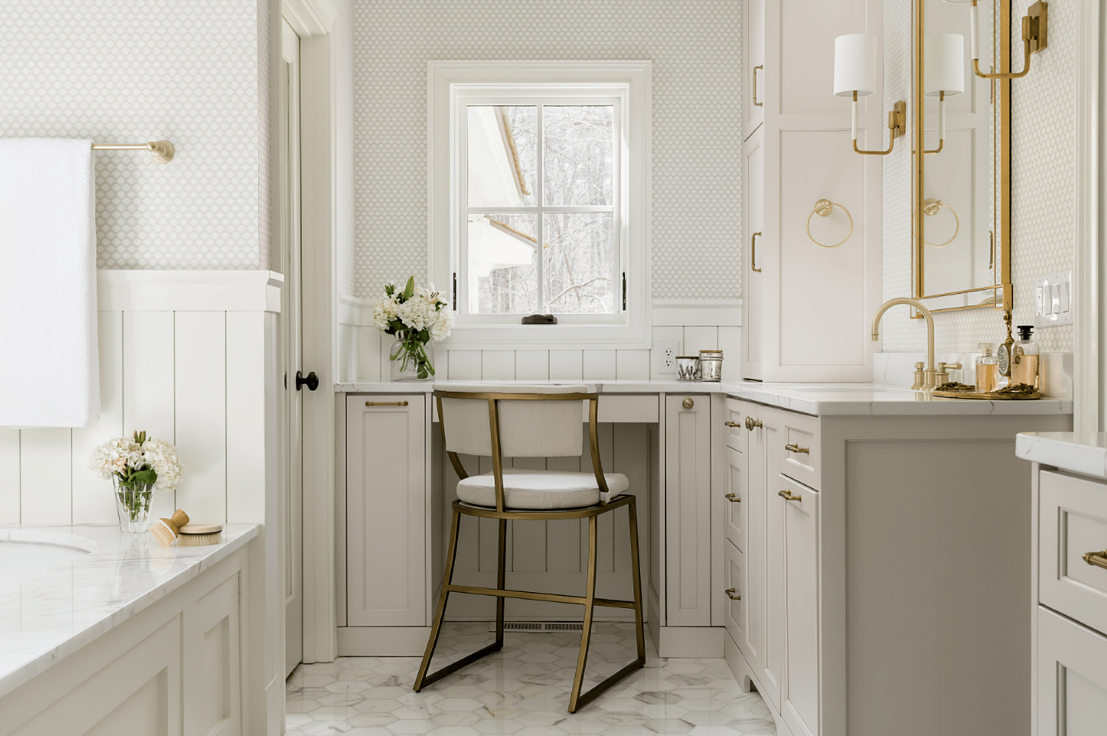 vanity space in spa-style bathroom