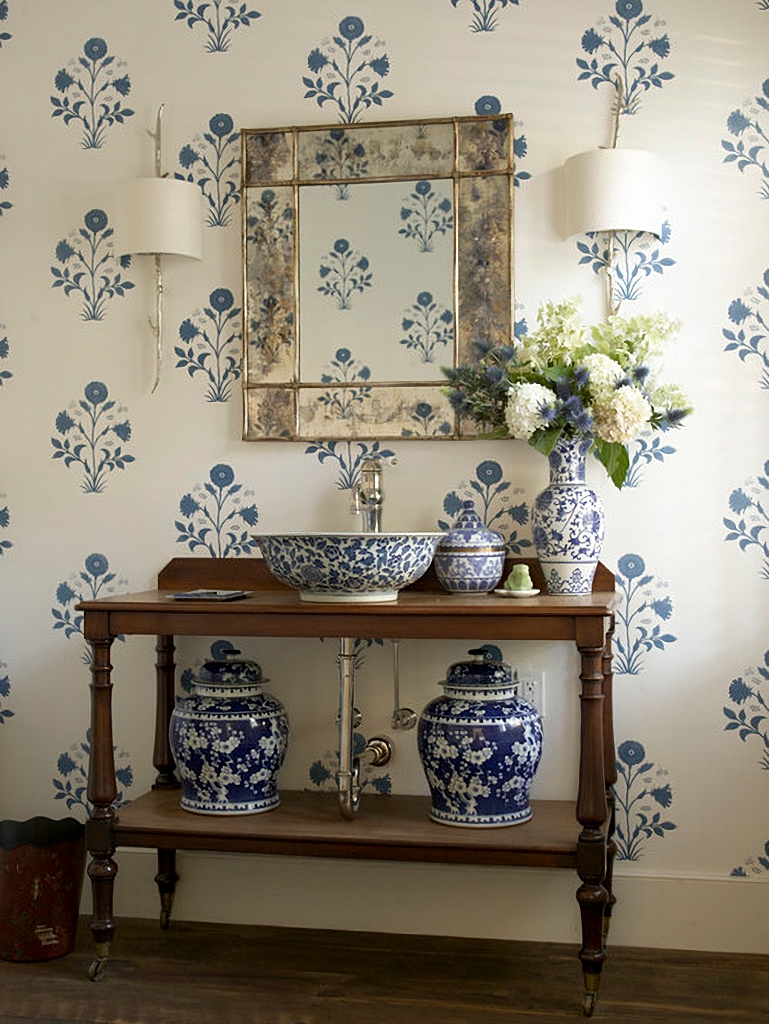 blue and white porcelain bathroom