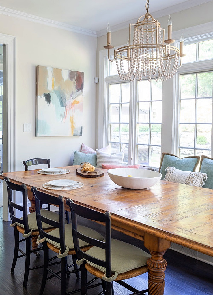 traditional dining room in a light and airy style