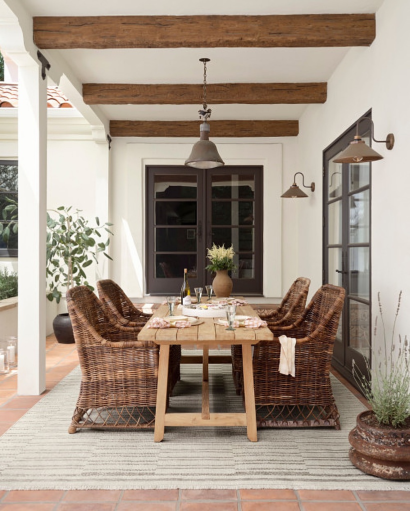 farmhouse porch with dining table