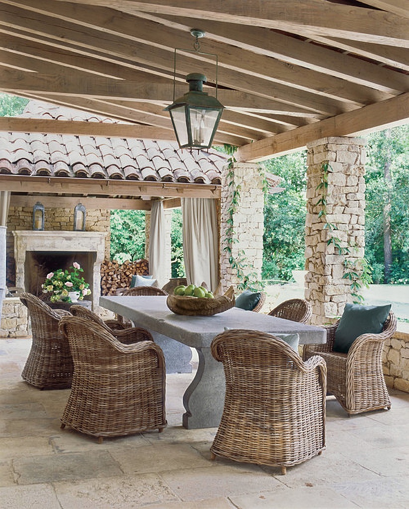 Rustic terrace with dining table