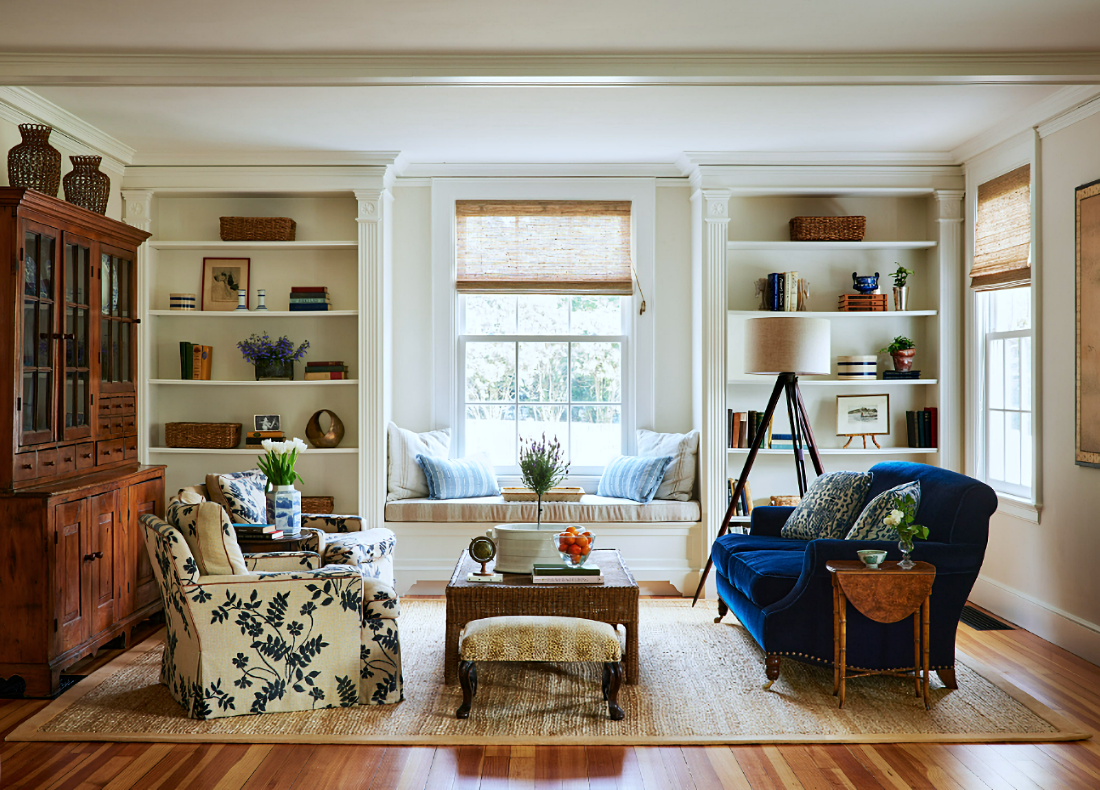 Shingle-style home living room